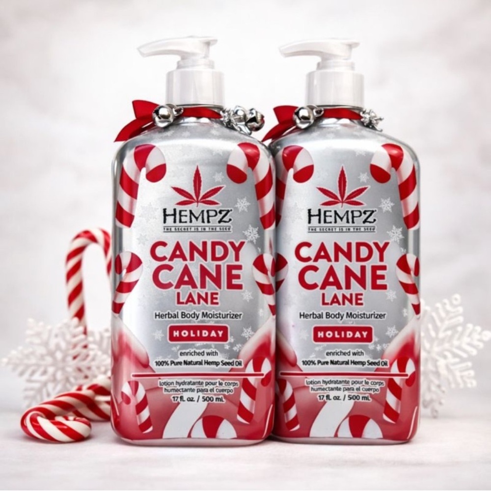 Hempz Candy Cane Lane Herbal Body Moisturizer - Festive peppermint hemp seed oil